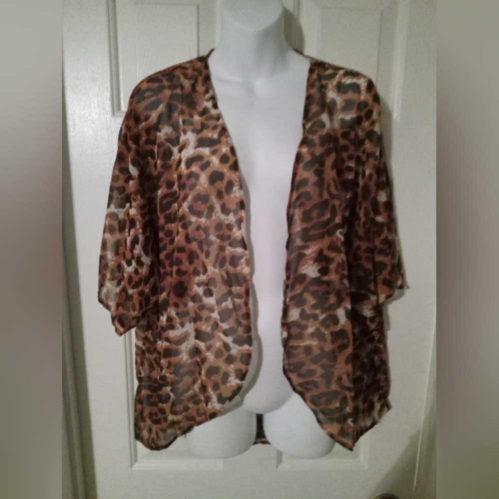 Leopard Print Sheer Kimono